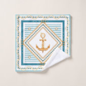 Nautische ankers en golven bad handdoek (Wasdoekje)