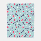 Nautische ankers en harten patroon fleece deken (Voorkant)