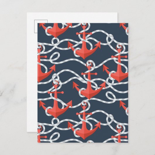 Nautische ankers en hellingspatroon briefkaart (Voorkant / Achterkant)