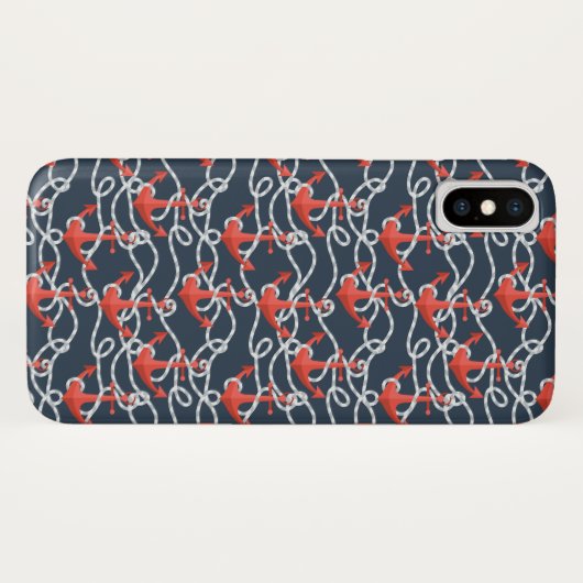 Nautische ankers en hellingspatroon Case-Mate iPhone case (Achterkant (horizontaal))