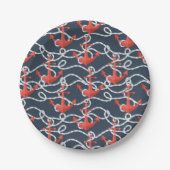 Nautische ankers en hellingspatroon papieren bordje (Voorkant)