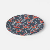 Nautische ankers en hellingspatroon papieren bordje (Gekanteld)