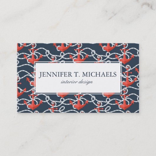 Nautische ankers en hellingspatroon visitekaartje (Voorkant)