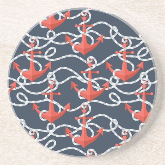 Nautische ankers en hellingspatroon zandsteen onderzetter (Voorkant)