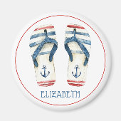 Nautische ankers en strepen Flip Fops Magneet (Voorkant)