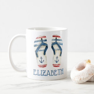 Nautische ankers en strepen Teenslippers Koffiemok