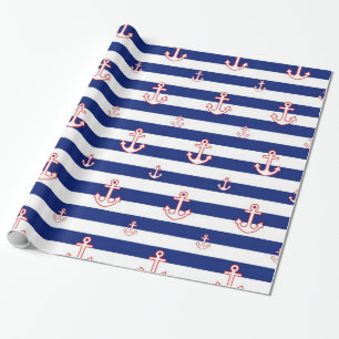 Nautische ankers en strips cadeaupapier