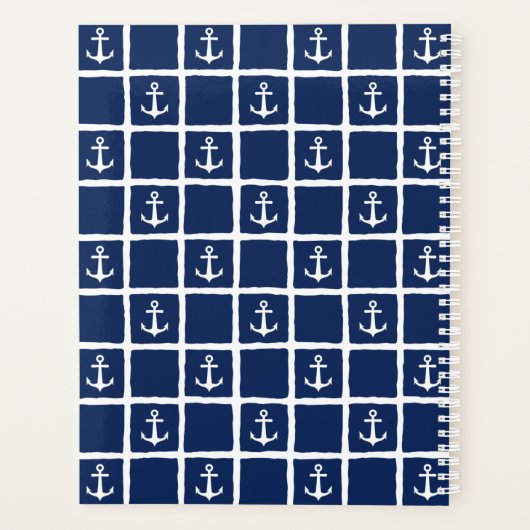 Nautische ankers licht marineblauw wit 2024 planner (Achterkant)