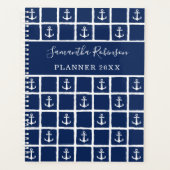 Nautische ankers licht marineblauw wit 2024 planner (Voorkant)