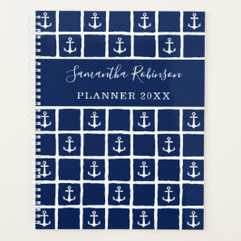 Nautische ankers licht marineblauw wit 2024 planner