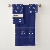Nautische Ankers op Navy Badhanddoek Set Bad Handdoek (Insitu)