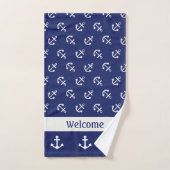 Nautische Ankers op Navy Badhanddoek Set Bad Handdoek (Handdoek)