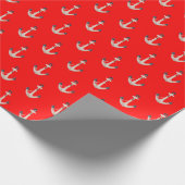 nautische ankers op rood cadeaupapier (Hoek)