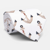 Nautische ankers op wit stropdas (Opgerold)