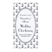 nautische ankers patroon parel v wijn fles label (Voorkant)