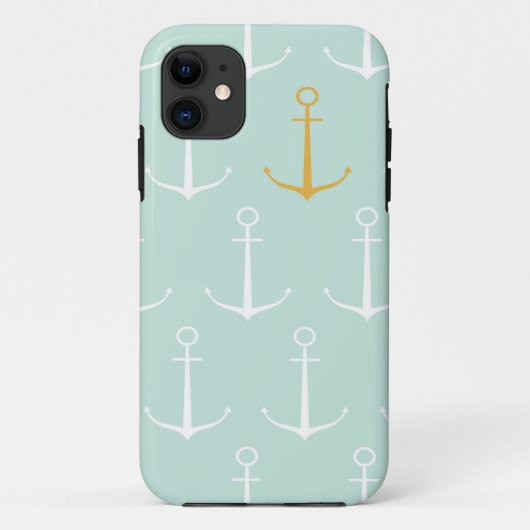 Nautische ankers preppy girly blue ankerpatroon Case-Mate iPhone case (Achterkant)