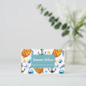 Nautische Ankers & Schildpadden Visitekaartje (Staand voorkant)