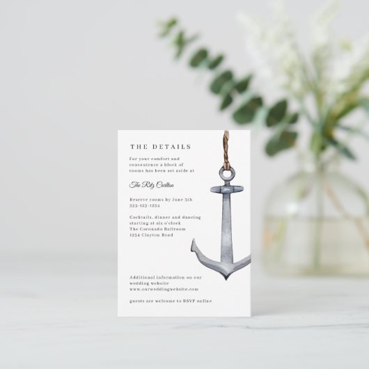 Nautische ankers weg bruiloft behuizing Kaart (Staand voorkant)