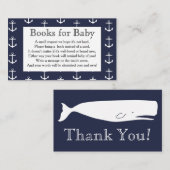 Nautische Ankers & Whale Baby shower Boek Verzoek Informatiekaartje (Voorkant / Achterkant)