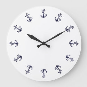 Nautische ankers, witte achtergrondklok grote klok