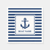 Nautische ankertrouwerijnaam gestreepte boot servet (Voorkant)