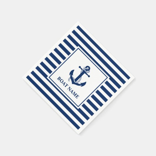 Nautische ankertrouwerijnaam gestreepte boot servet (Hoek)