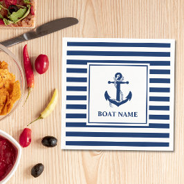 Nautische ankertrouwerijnaam gestreepte boot servet