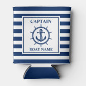 Nautische ankerwieltjes Striped Kapitein Boat Naam Blikjeskoeler (Voorkant)