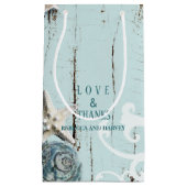 nautische aqua blauwe zeeschelp strand bruiloft klein cadeauzakje (Voorkant)