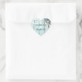nautische aqua blue beach zeeschelp bruiloft hart sticker (Tas)
