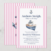 Nautische Aquarel Anker Boot Baby Borrel (Voorkant / Achterkant)