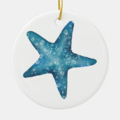 Nautische aquarel blauwe zeester keramisch ornament (Voorkant)
