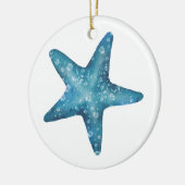 Nautische aquarel blauwe zeester keramisch ornament (Links)
