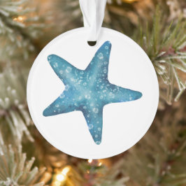 Nautische aquarel blauwe zeester ornament