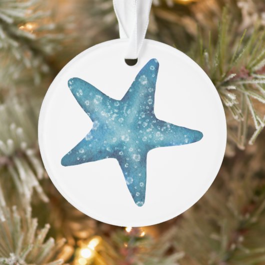 Nautische aquarel blauwe zeester ornament (Boom)