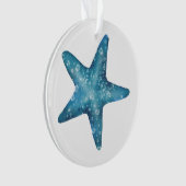 Nautische aquarel blauwe zeester ornament (voorkant)