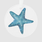 Nautische aquarel blauwe zeester ornament (voorkant)