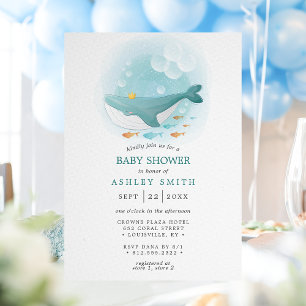 Nautische Aquarel Walvis Prins Baby Shower Kaart