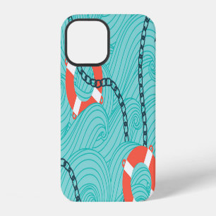 nautische attributen freehand naadloos patroon iPhone 12 hoesje