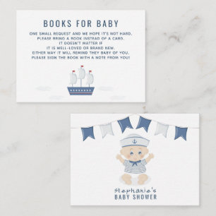 Nautische Baby Boy Baby shower Boeken voor Baby Visitekaartje