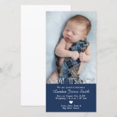 Nautische Baby Boy Geboorteaankondiging met Foto Aankondiging (Voorkant / Achterkant)