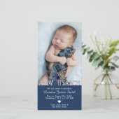 Nautische Baby Boy Geboorteaankondiging met Foto Aankondiging (Staand voorkant)