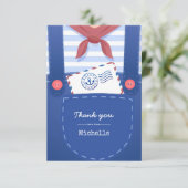 Nautische baby boy shower via de post bedankkaart (Staand voorkant)