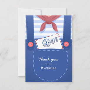 Nautische baby boy shower via de post bedankkaart