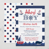 Nautische Baby Douche Uitnodigingen Jongen (Voorkant / Achterkant)