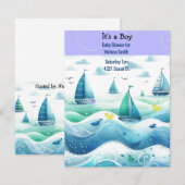 Nautische Baby Jongen Douche Uitnodiging (Voorkant / Achterkant)