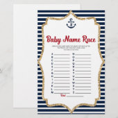Nautische Baby Naam Race Baby shower Spel Activite Briefpapier (Voorkant / Achterkant)