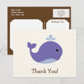 Nautische Baby Paarse walvis, oceaan Dank u Briefkaart (Voorkant / Achterkant)
