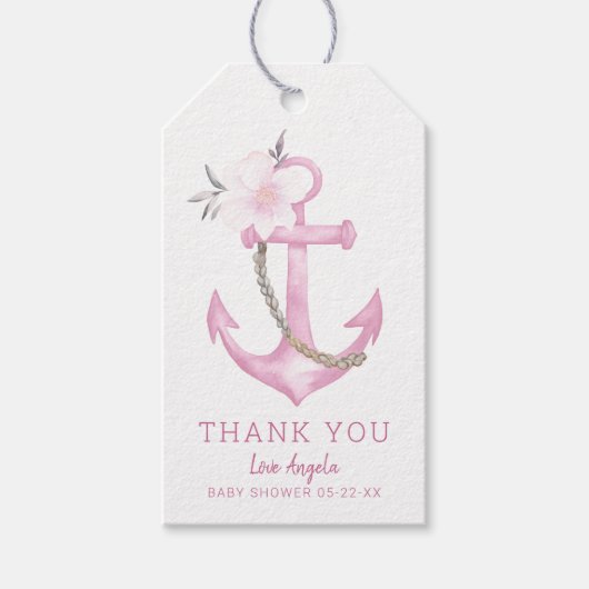 Nautische Baby Shower Bedankjes | Blauw Water Cadeaulabel (Voorkant)