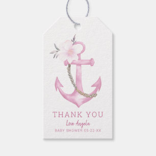 Nautische baby shower bedankkaartjes   Blauwe Wate Cadeaulabel